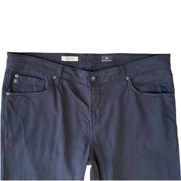 AG Adriano Goldschmied The Graduate Pants Tailored Leg Chino Mens 38x27 Black - Picture 3 of 7